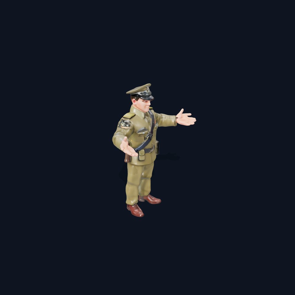 Rigged and Animated Military Officer with Uniform and Accessories